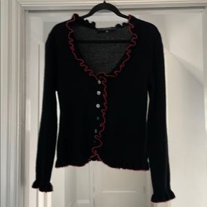 Black sweater with pink accent 100% Cashmere